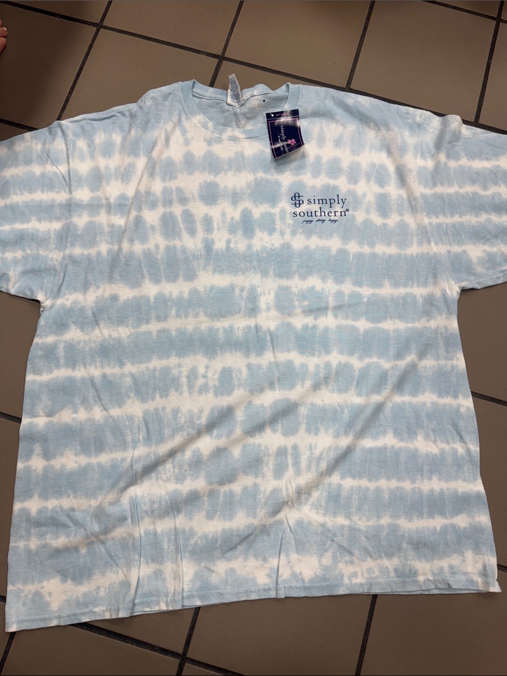 Simply Southern women’s Sky Blue and White Tie-Dye Tee